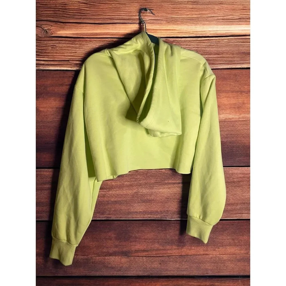 Charlotte Russe Women's XL Green Cropped Hoodie "Live Positive" Graphic (E4) - Picture 3 of 4